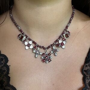925 Garnet and Seedpearl artisan necklace.